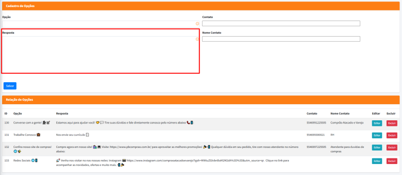 Arquivo:Resposta cadastro bot e cadastro de opções.png